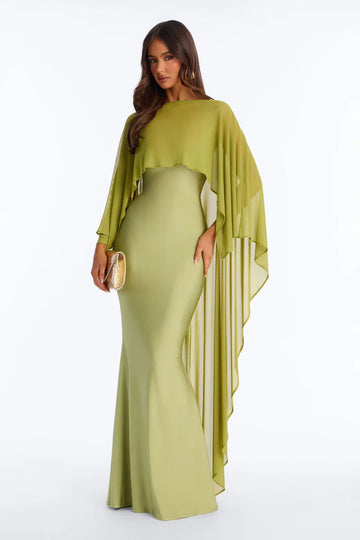 Aveline Cape Sleeve Mermaid Gown