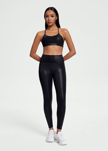 Sleek Faux Leather 7/8-Length Leggings