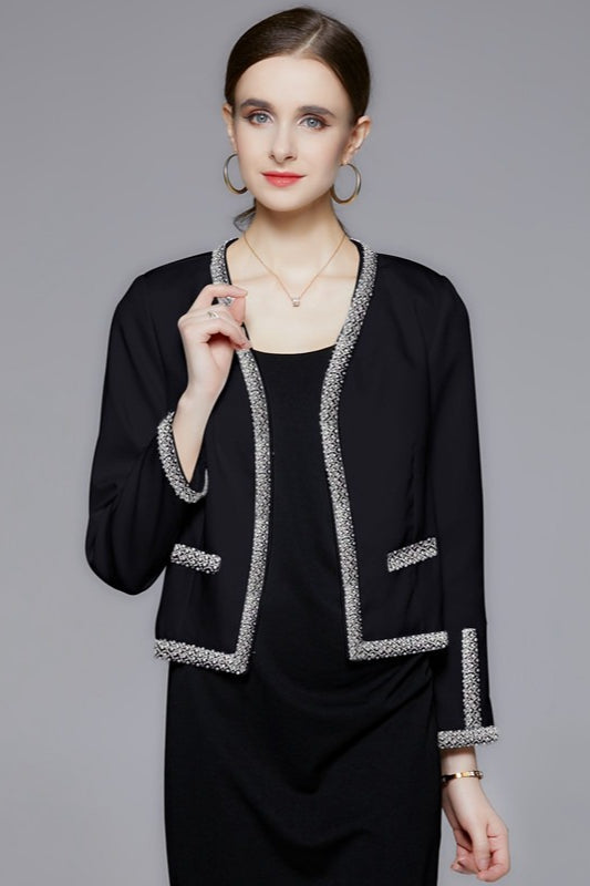 Beaded Open Front Short Coat