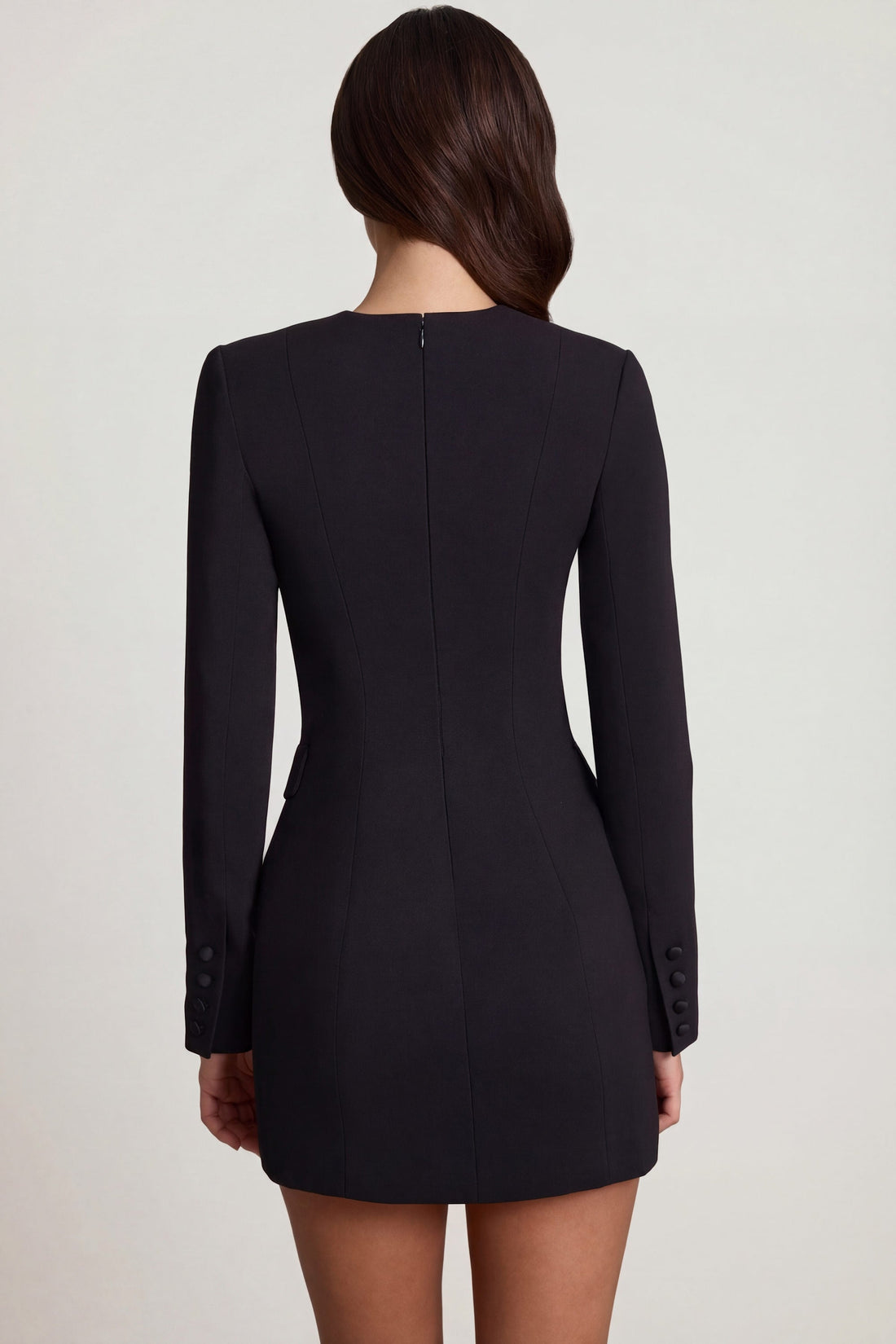 Structured Single-Breasted Blazer Mini Dress in Black
