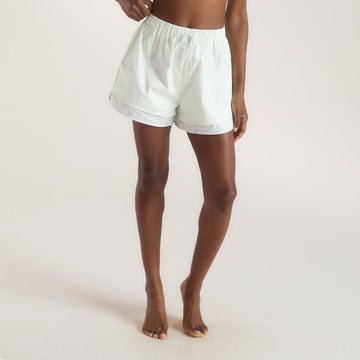 Bloom & Stripe Pyjama Shorts - Sage Green