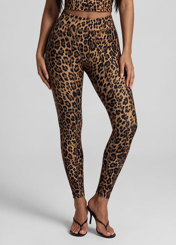 Golden Leopard Contour-Stitch Leggings - Sculpted Fit