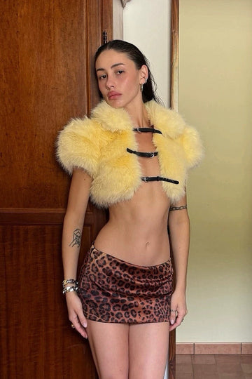 Sexy Cape Design Drawstring Solid Plush Coat