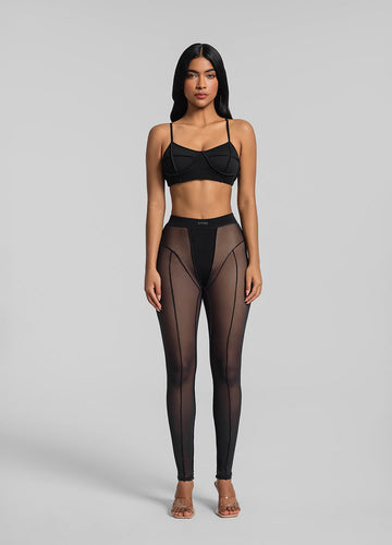 Semi-Sheer High-Waisted Leggings for a Sleek, Sculpted Look