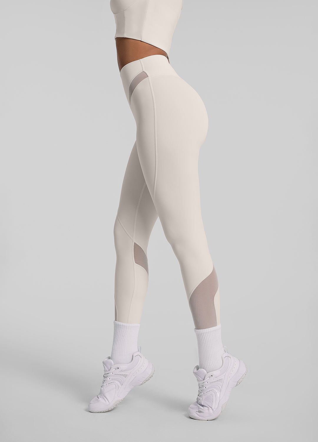 Breathable Mesh-Panel Zip-Front Leggings