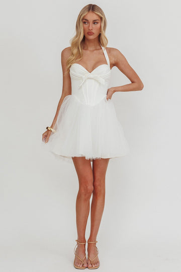Princessa Halter Mini Dress White