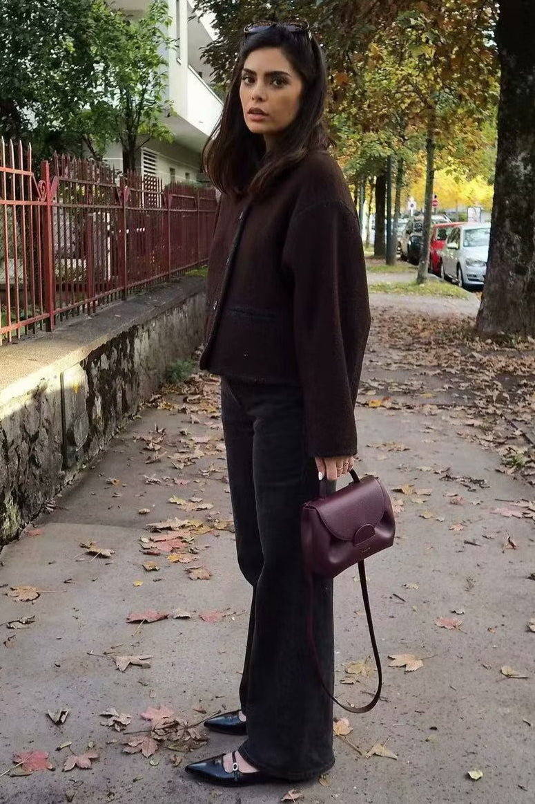 Wool Blend Colorblock Casual Coat