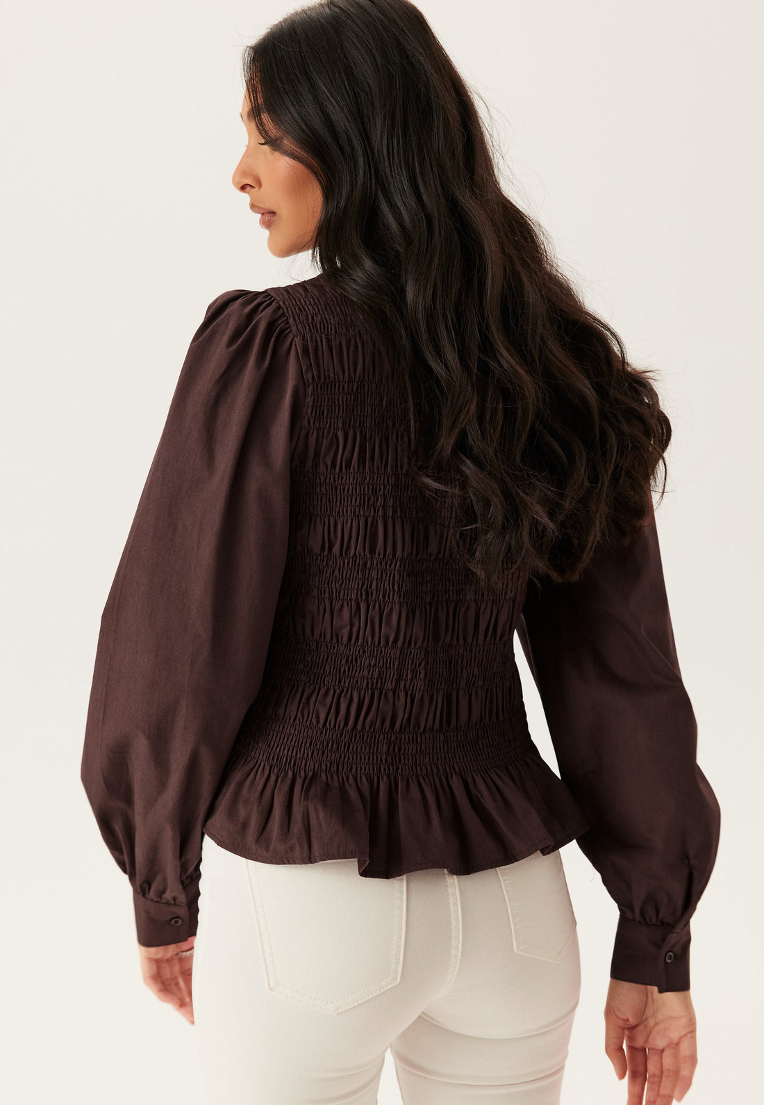 V-neck Cotton Smock Blouse