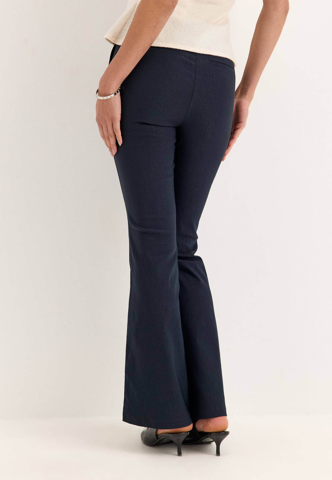 Mid Waist Stretchy Flared Trousers