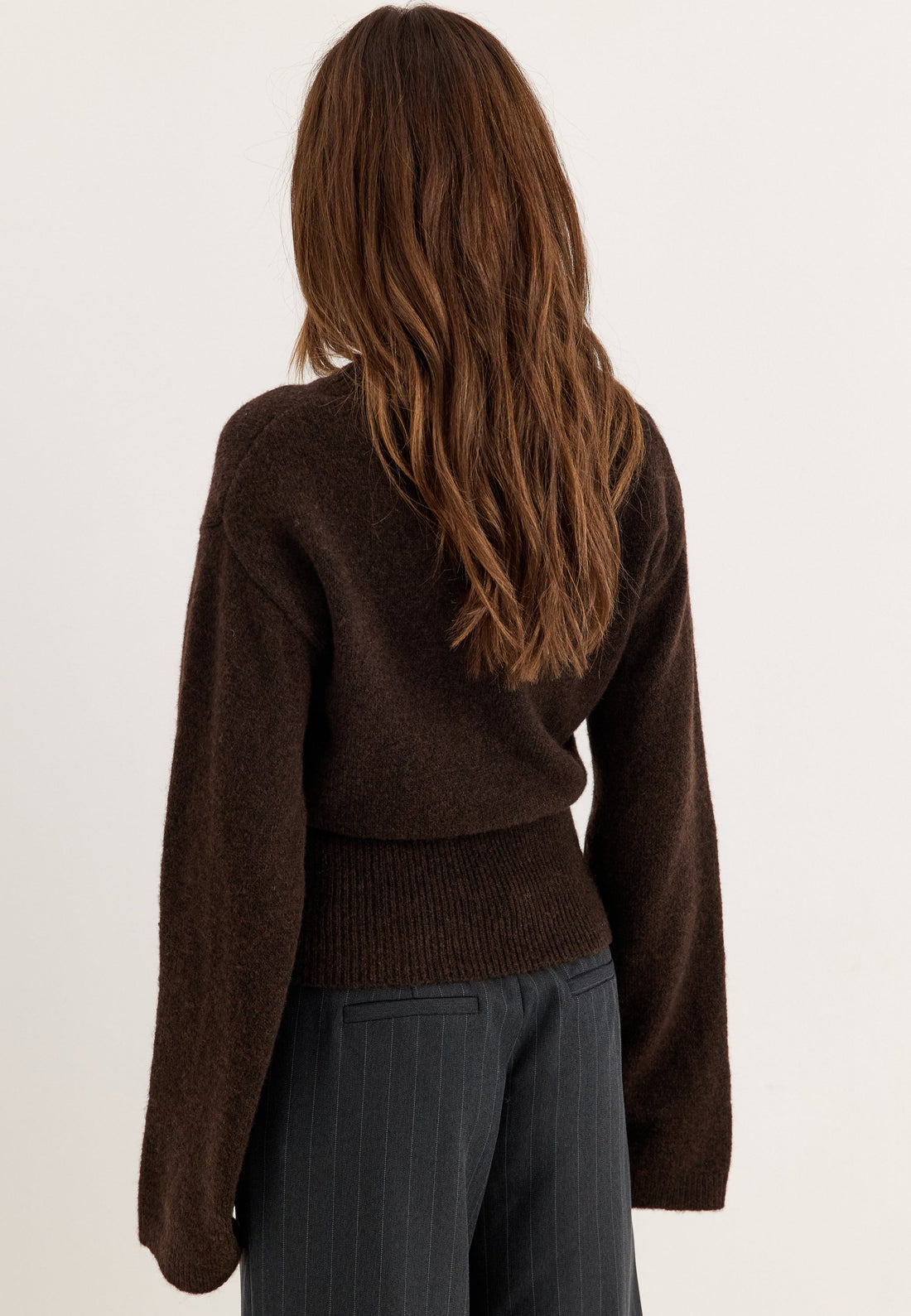 Knitted Wool Blend Wide Sleeve Sweater