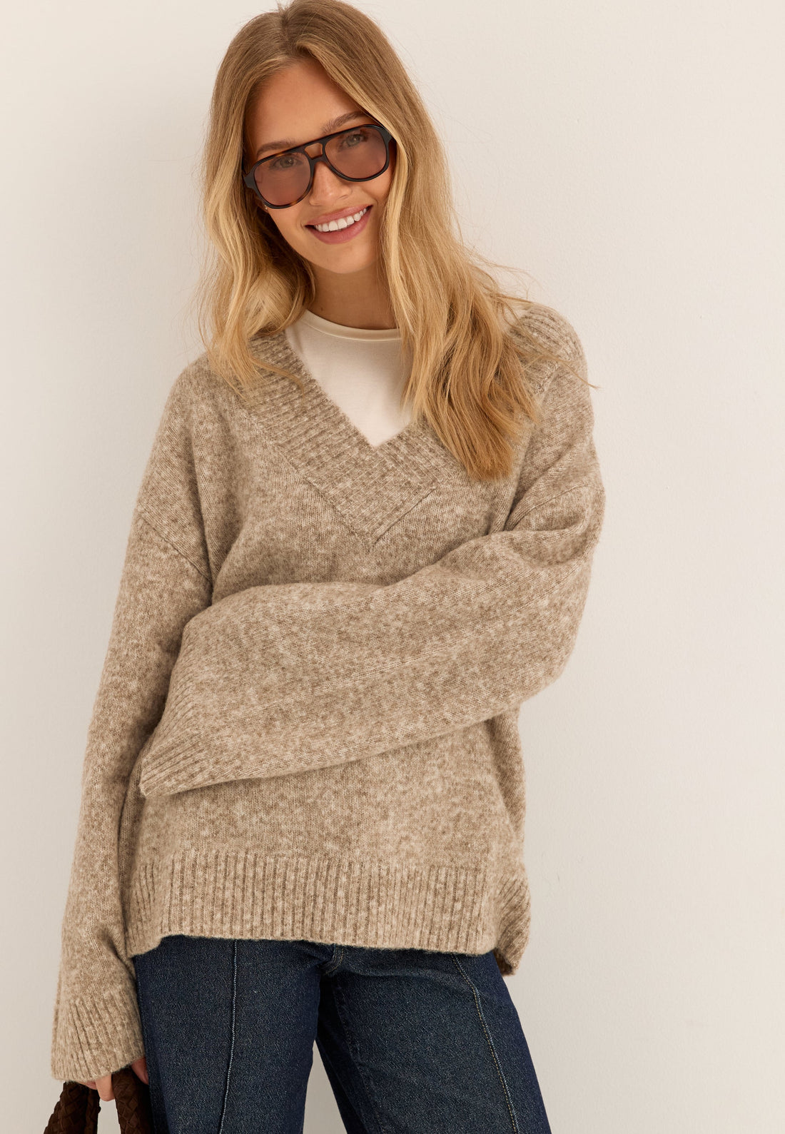 Knitted V-neck Sweater