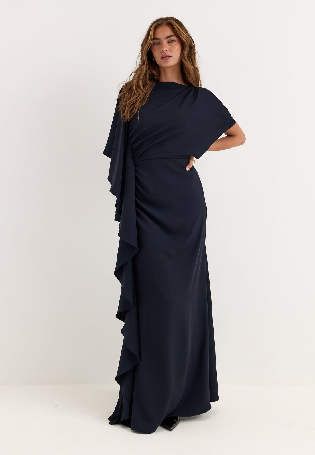 Draped Flounce Gown