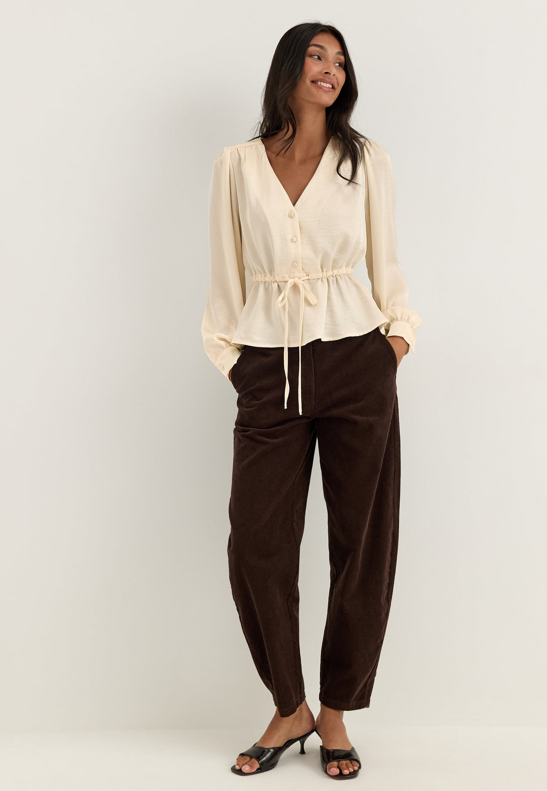 Satin Puff Sleeve Blouse