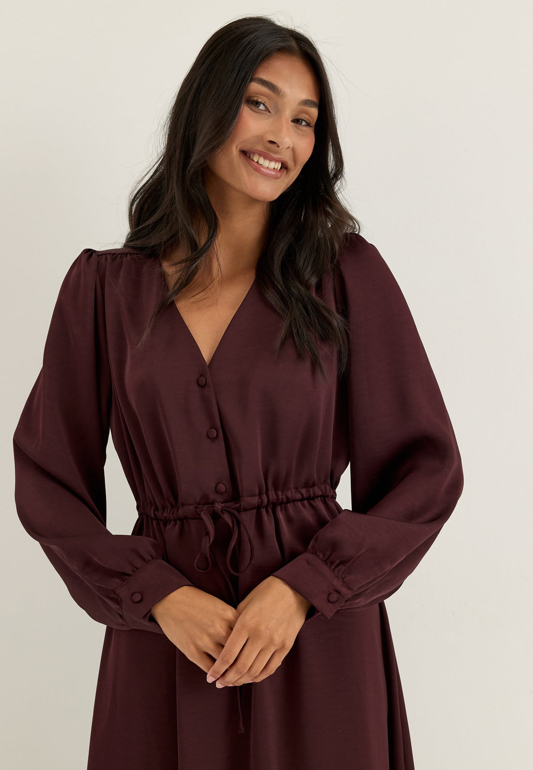Satin Puff Sleeve Maxi Dress