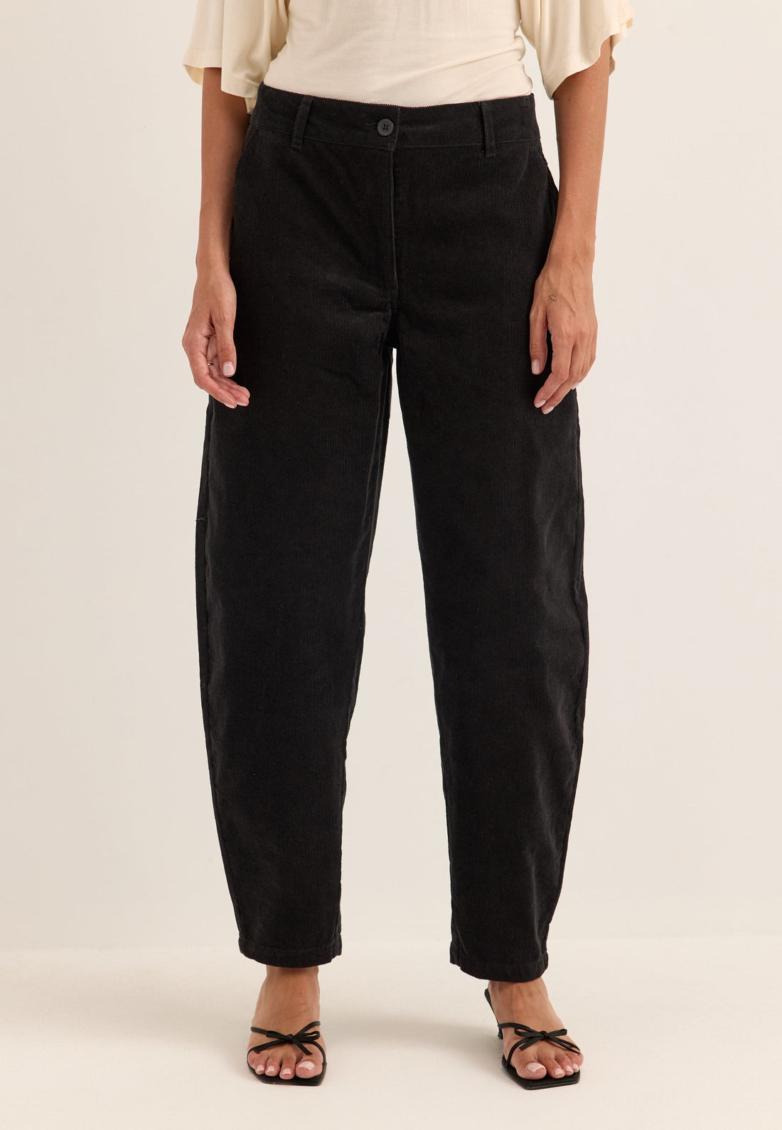 Mid Waist Corduroy Wide Trousers