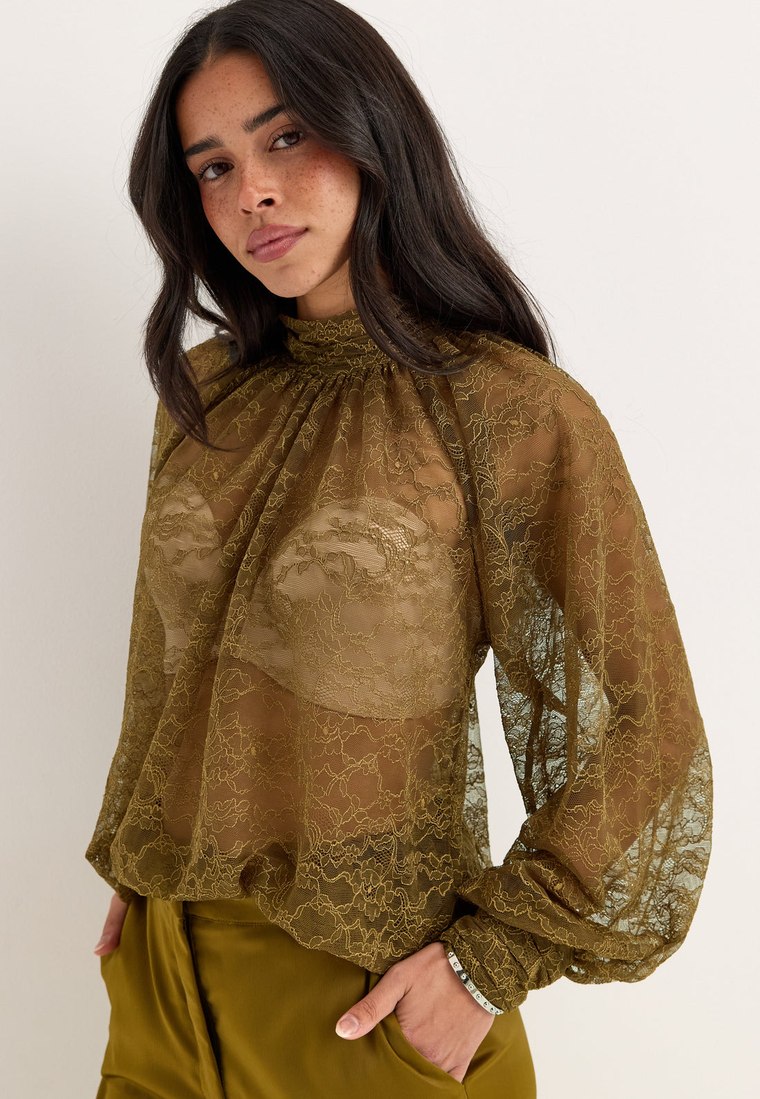 High Neck Lace Blouse