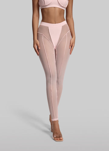 Chic Sheer-Detail High-Waisted Leggings