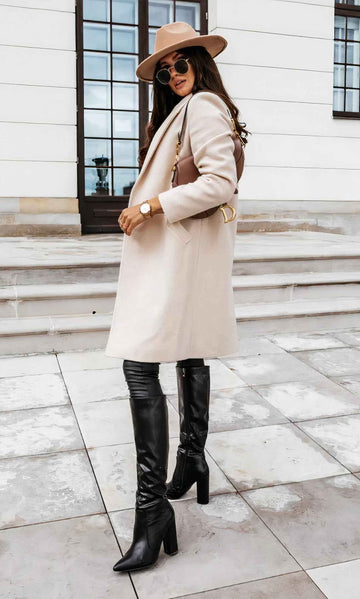 Long Straight-Cut Coat for Layered Winter Looks