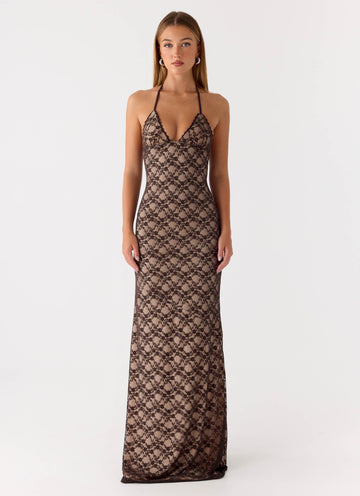 Zecca Lace Maxi Dress Chocolate