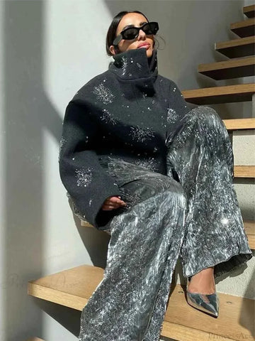 Brushed Fabric Coat with Pearl and Sequin Floral Appliqué