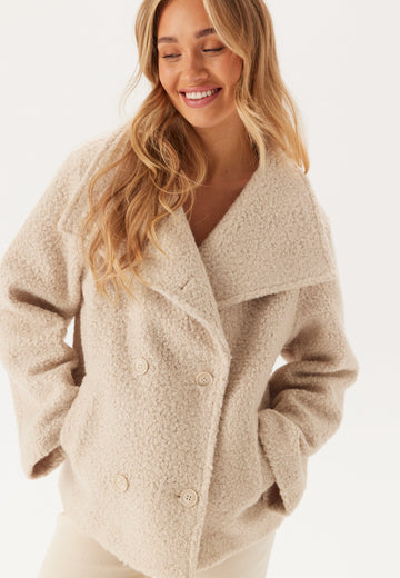 High Neck Short Bouclé Coat