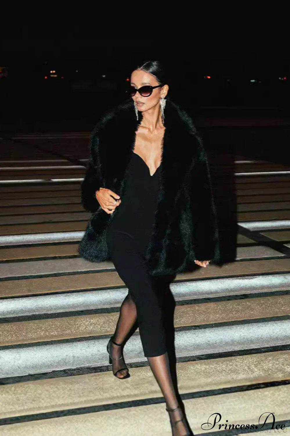 Eco Faux Fur Solid Chic Cropped Coat