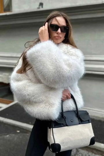 Long Coat with Faux Fur Lining and Collar