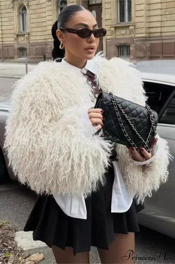 Faux Fur Short Warm Long-Sleeve Street Coat