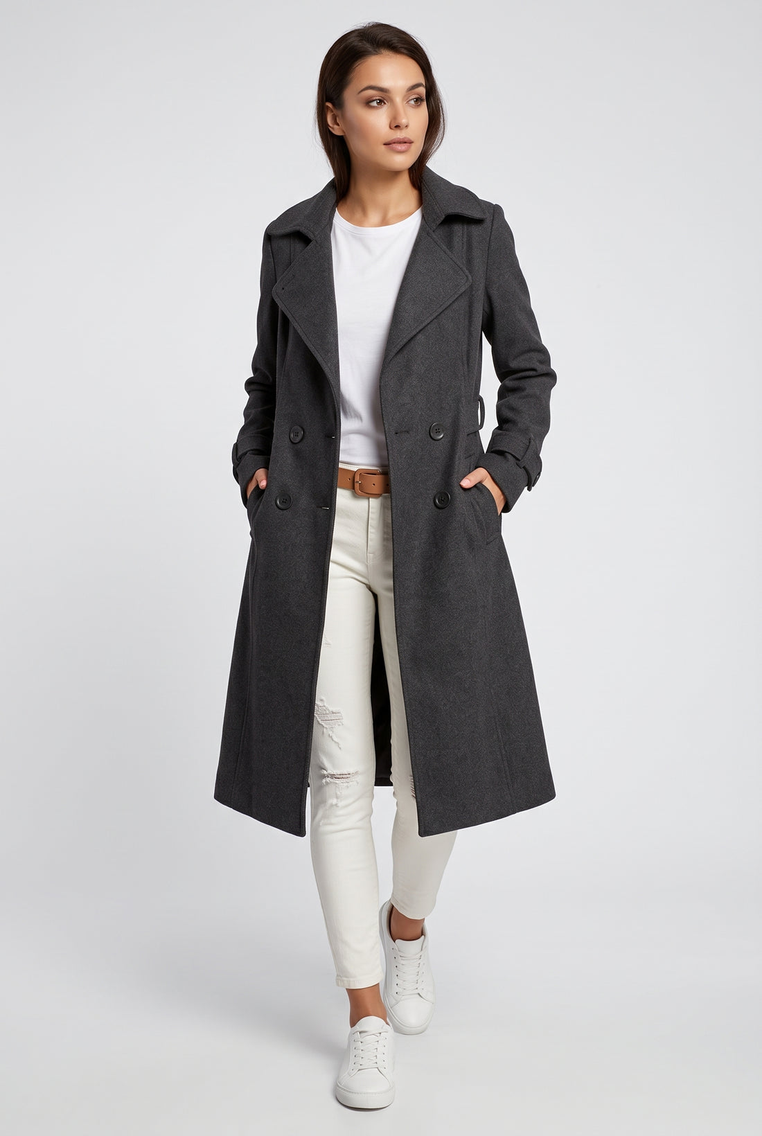 Black Long Trench Coat — Black