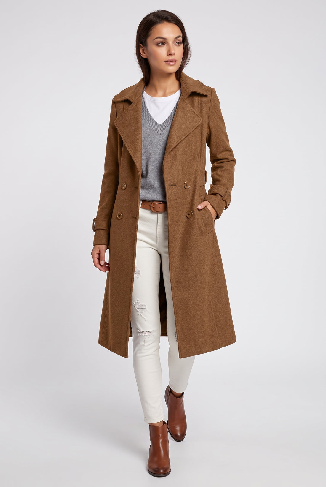 Black Long Trench Coat — Black