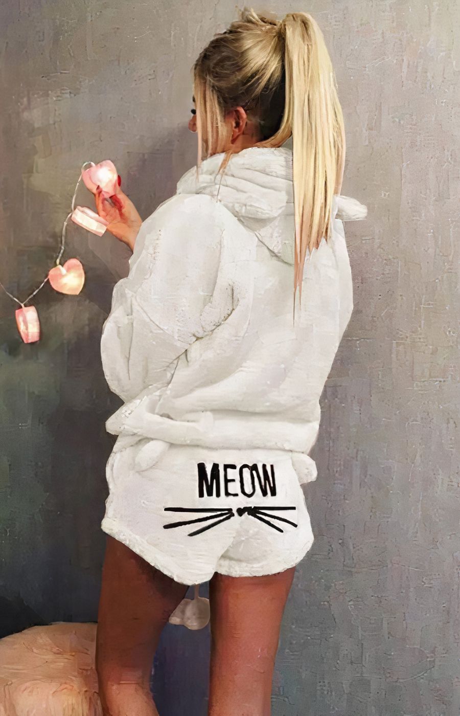 Women's Meow Plush Pajama Shorts