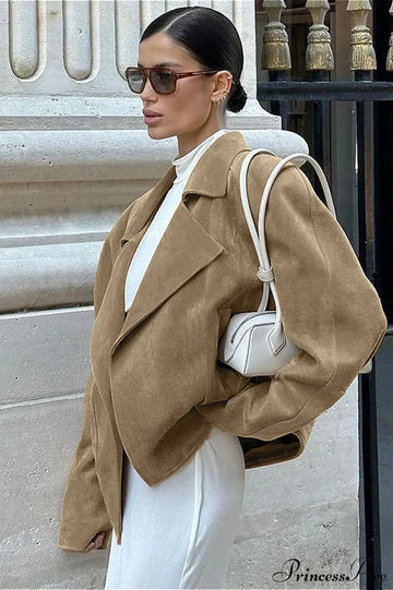 Retro Suede Blazer collar Loose Work Coat