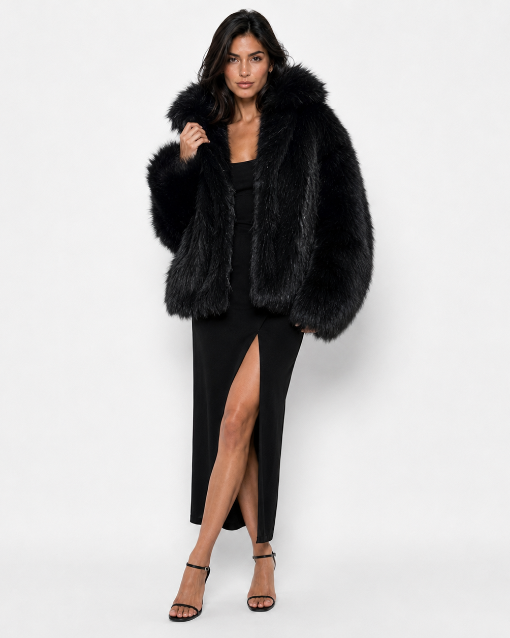 SERENA WIDE-COLLAR FUR COAT
