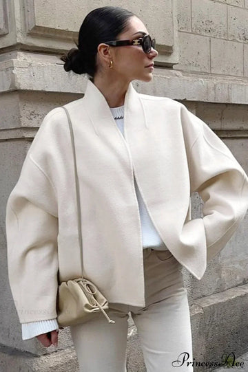 Woolen V-Neck Short Loose Chillax Coat